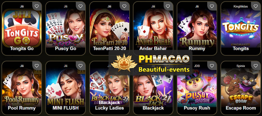 A variety of Poker games